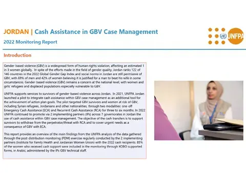 JORDAN | Cash Assistance in GBV Case Management - 2022 Monitoring Report